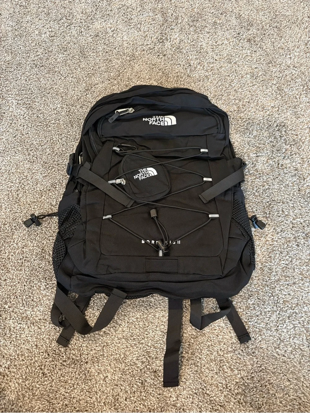 The North Face Black Daypack with Front Bungee and Logo
